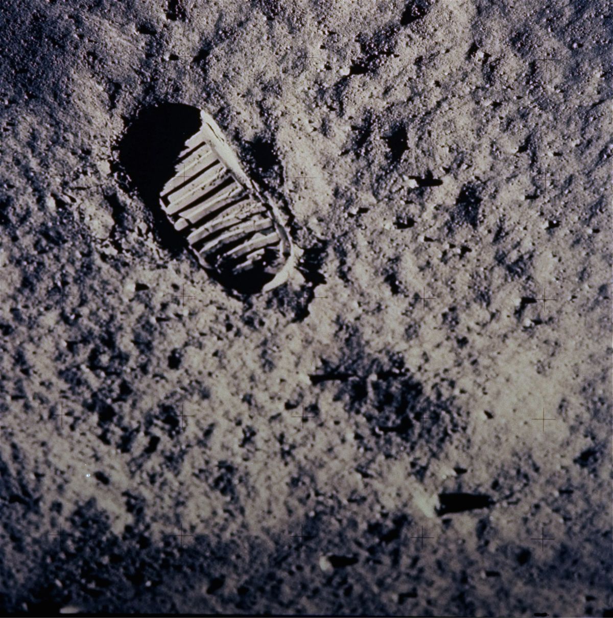 FILE - In this July 20, 1969 file photo, a footprint left by one of the astronauts of the Apollo 11 mission shows in the soft, powder surface of the moon. Commander Neil A. Armstrong and Air Force Col. Edwin E. "Buzz" Aldrin Jr. became the first men to walk on the moon after blastoff from Cape Kennedy, Fla., on July 16, 1969.  The family of Neil Armstrong, the first man to walk on the moon, says he died Saturday, Aug. 25, 2012, at age 82. A statement from the family says he died following complications resulting from cardiovascular procedures. It doesn