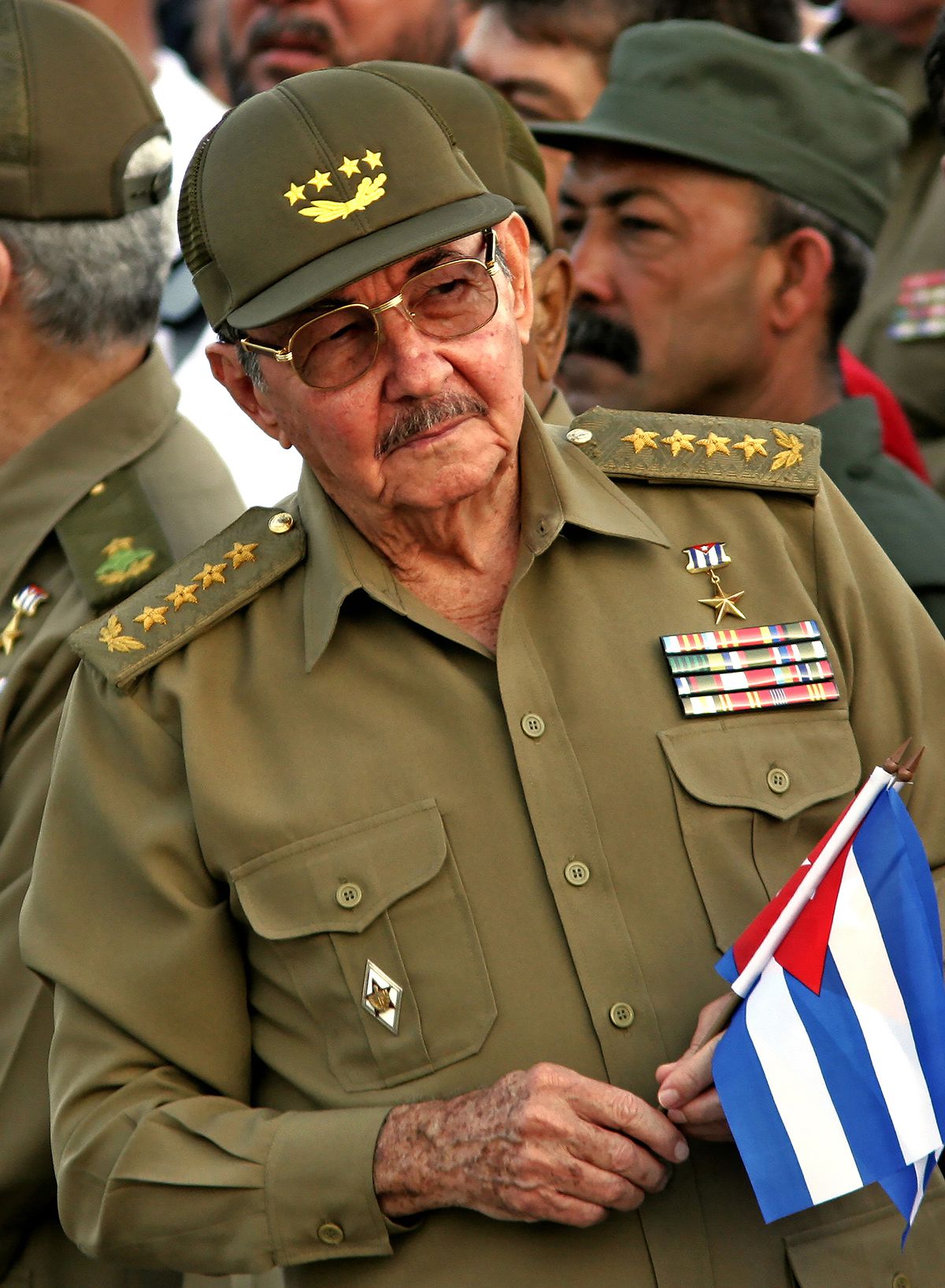 Raul Castro, then Cuba’s acting president, takes part in a military ceremony on July 26, 2007, to mark the anniversary of his brother FIdel Castro’s assault on the Cuban Army’s Moncada Barracks in 1953 in Santiago, Cuba.  (Jose Goitia/The New York Times)