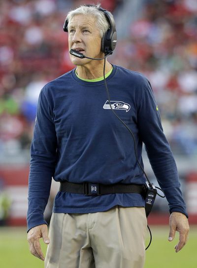 Seattle head coach Pete Carroll says the Seahawks like to use ‘stealth’ in selecting their draft picks. (Marcio Jose Sanchez / Associated Press)