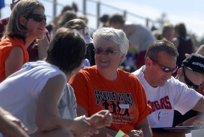 Greenacres Middle School  track coach Nancy Gilbert has coached volleyball, track and softball for 31 years. She’s also a cook at Evergreen Middle School.  (J. BART RAYNIAK / The Spokesman-Review)