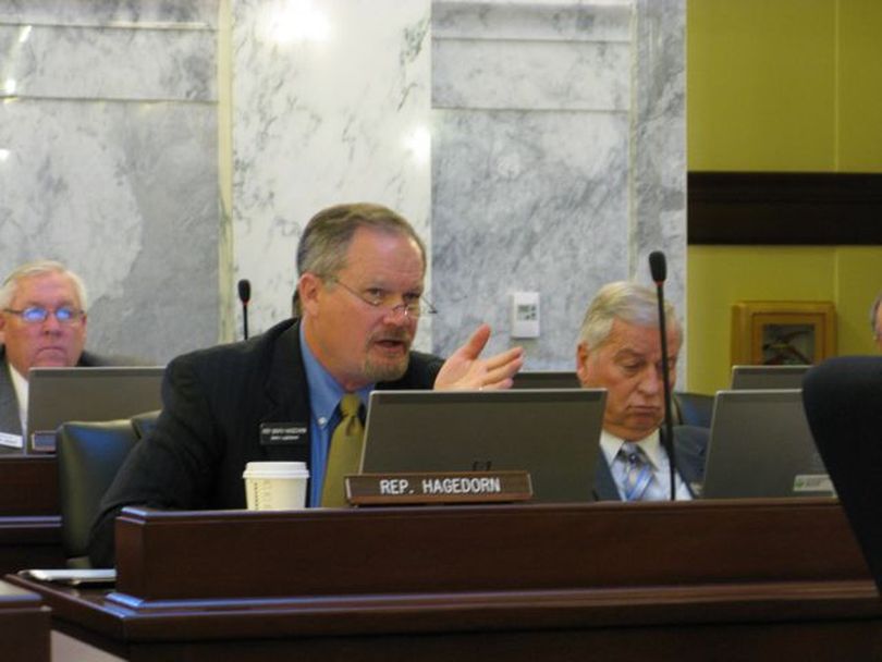Rep. Marv Hagedorn, R-Meridian, asks a question during a special hearing on state workforce issues in the Legislature's joint budget committee on Wednesday. (Betsy Russell)