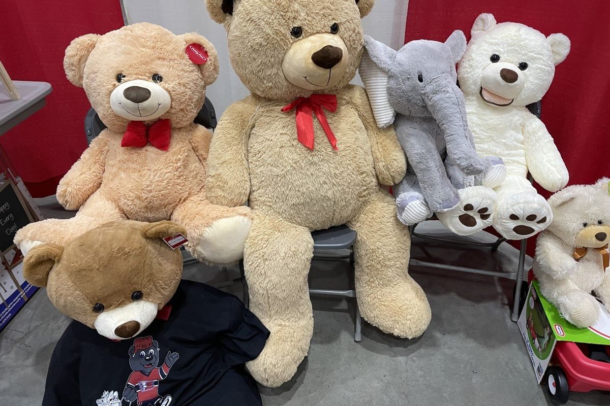 Teddy bears and other stuffed animals are available at the Christmas Bureau.  (Nina Culver/Spokesman-Review)