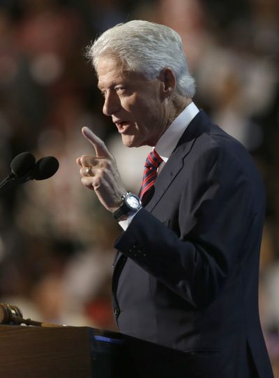 Former President Bill Clinton addresses the Democratic National Convention in Charlotte, N.C., on Wednesday, Sept. 5, 2012. (David Goldman / Associated Press)