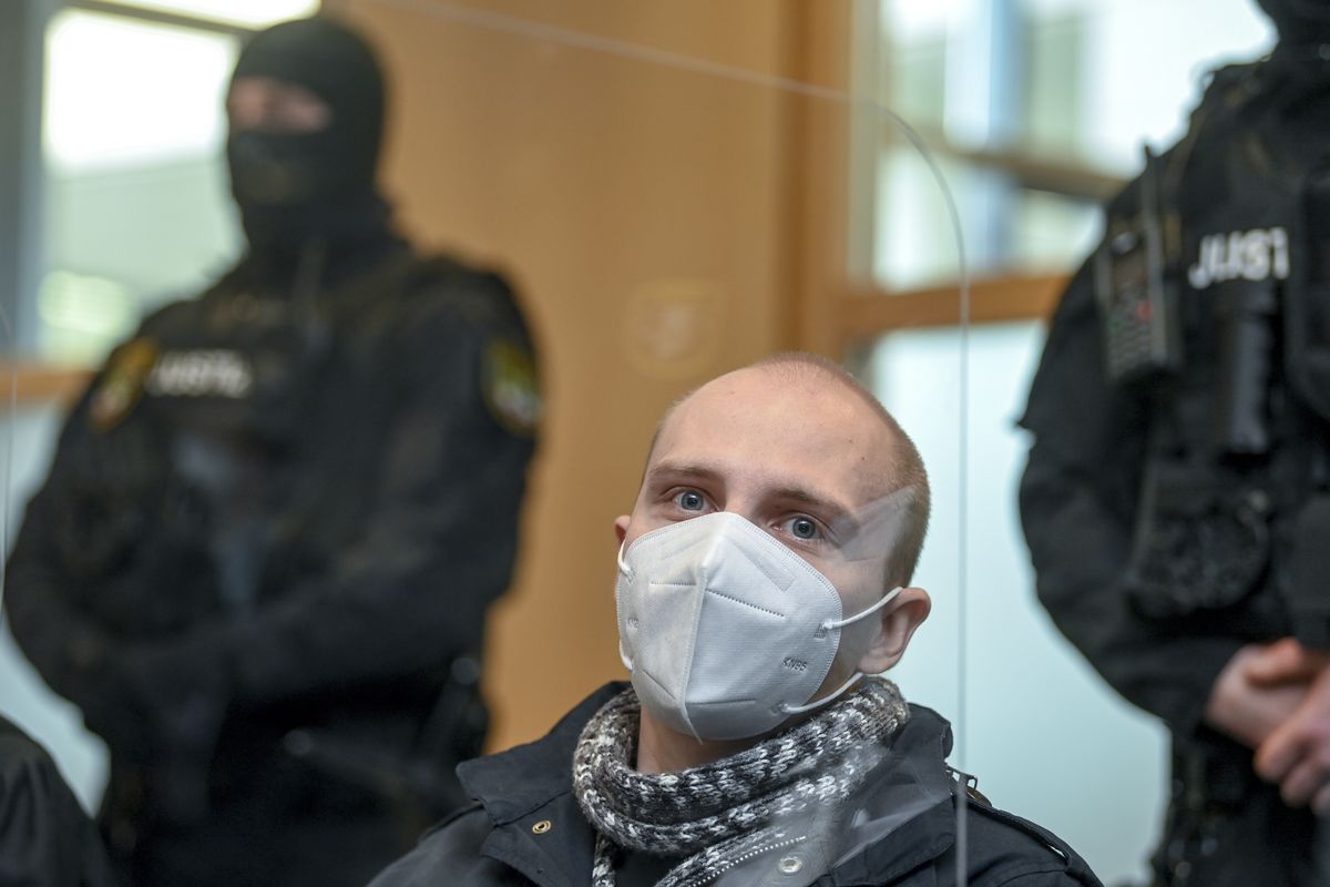 The defendant Stephan Balliet sits in the courtroom of the district court on the 26th day of the trial before the court