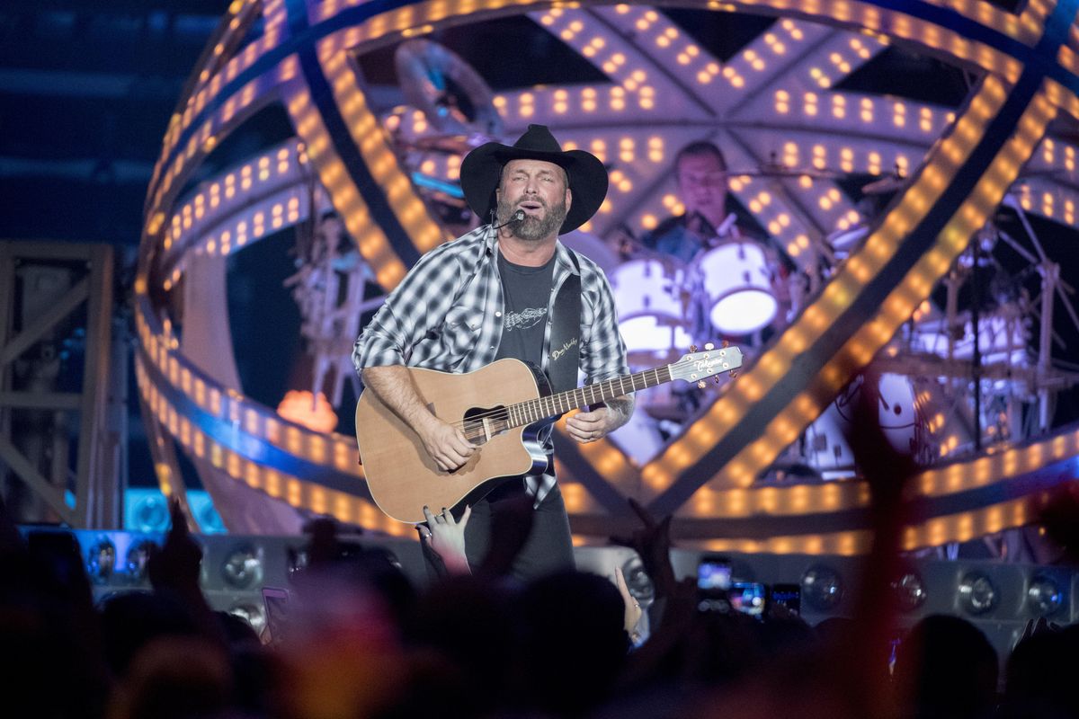 Country singer Garth Brooks and his band play their first show at the Spokane Arena in 19 years on Nov. 9, 2017. Brooks sold out seven shows at the Spokane Arena in 2017, marquee events that were part of a busy decade in the arts and culture scene in the Inland Northwest. (Jesse Tinsley / The Spokesman-Review)