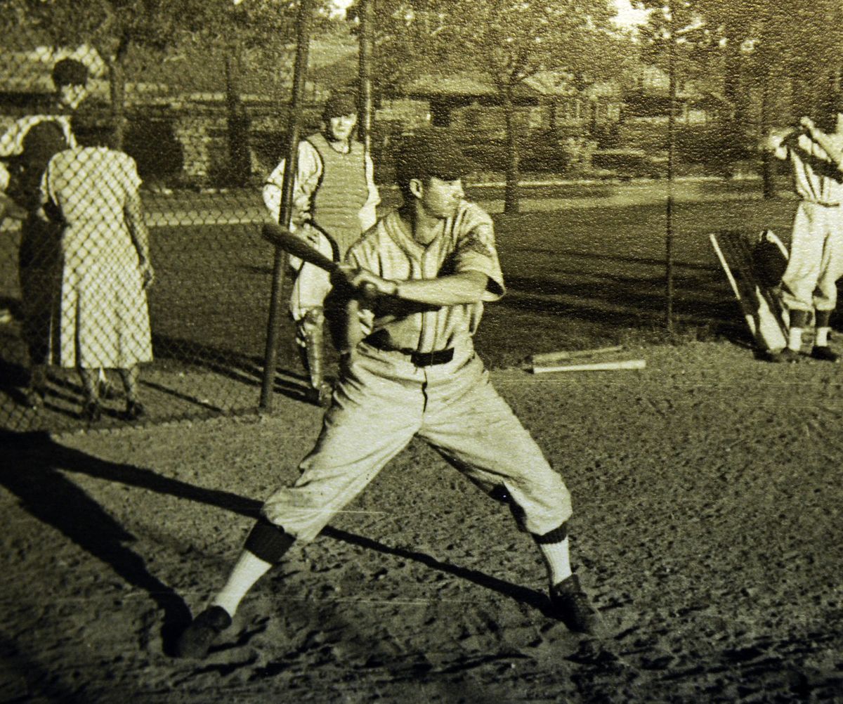 Peter Benner in 1940 while playing baseball for North Central High School.