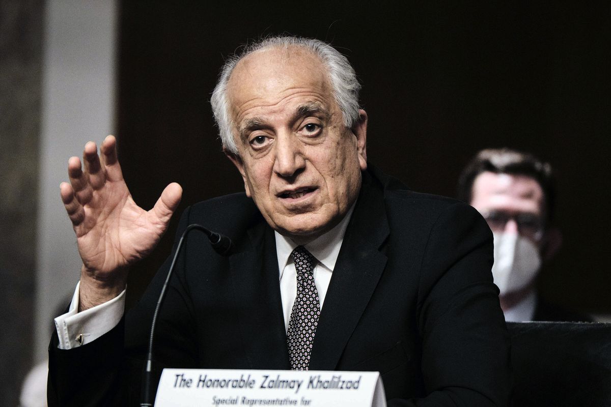 FILE - In this April 27, 2021 file photo, Zalmay Khalilzad, special envoy for Afghanistan Reconciliation, testifies before the Senate Foreign Relations Committee on Capitol Hill in Washington.  (T.J. Kirkpatrick)