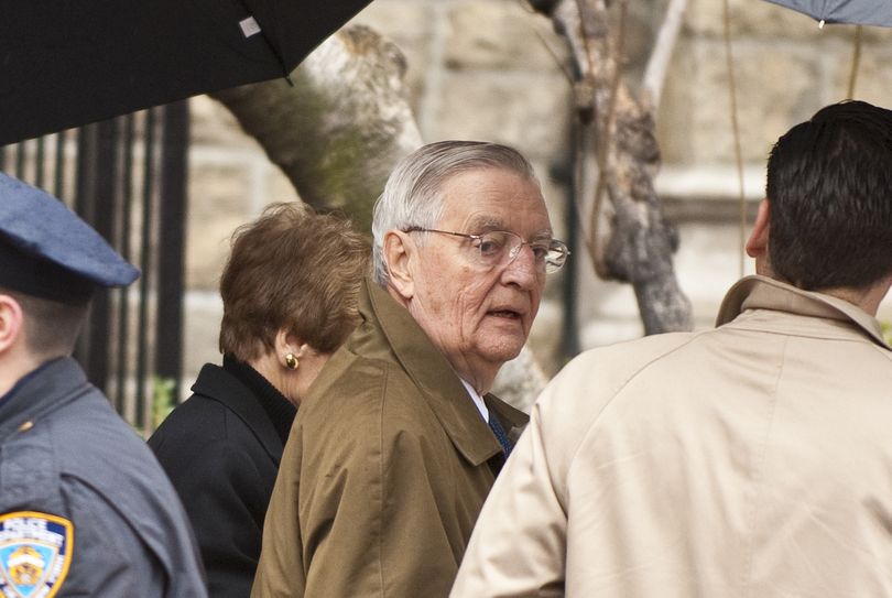 Former U.S. vice president Walter Mondale arrives for the funeral mass of former vice presidential candidate Geraldine Ferraro at the Church of Saint Vincent Ferrer in New York, Thursday, March 31, 2011. Ferraro, who was Mondale's running-mate during his presidential bid in 1984, died on March 26, 2011 of multiple myeloma, a form of blood cancer. She was 75. (Stephen Chernin / Associated Press)