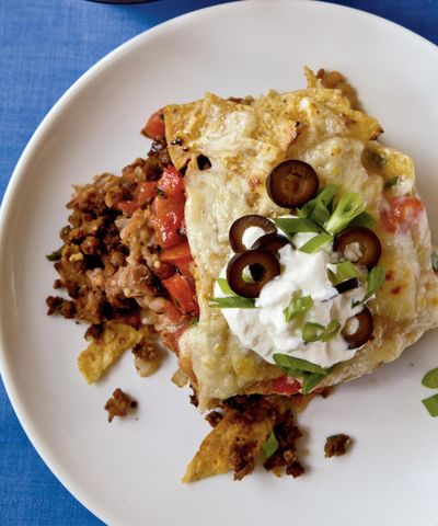 Use meatless crumbles in this Mexican Casserole for protein that is free of saturated fat. Mexican spices help dress up plain or flavored meatless crumbles for a satisfying meatless dish from Cooking Light’s “Way to Cook Vegetarian.”