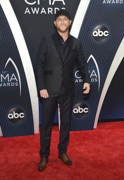 Cole Swindell arrives at the 52nd annual CMA Awards at Bridgestone Arena on Nov. 14, in Nashville. (Evan Agostini / Evan Agostini/Invision/AP)