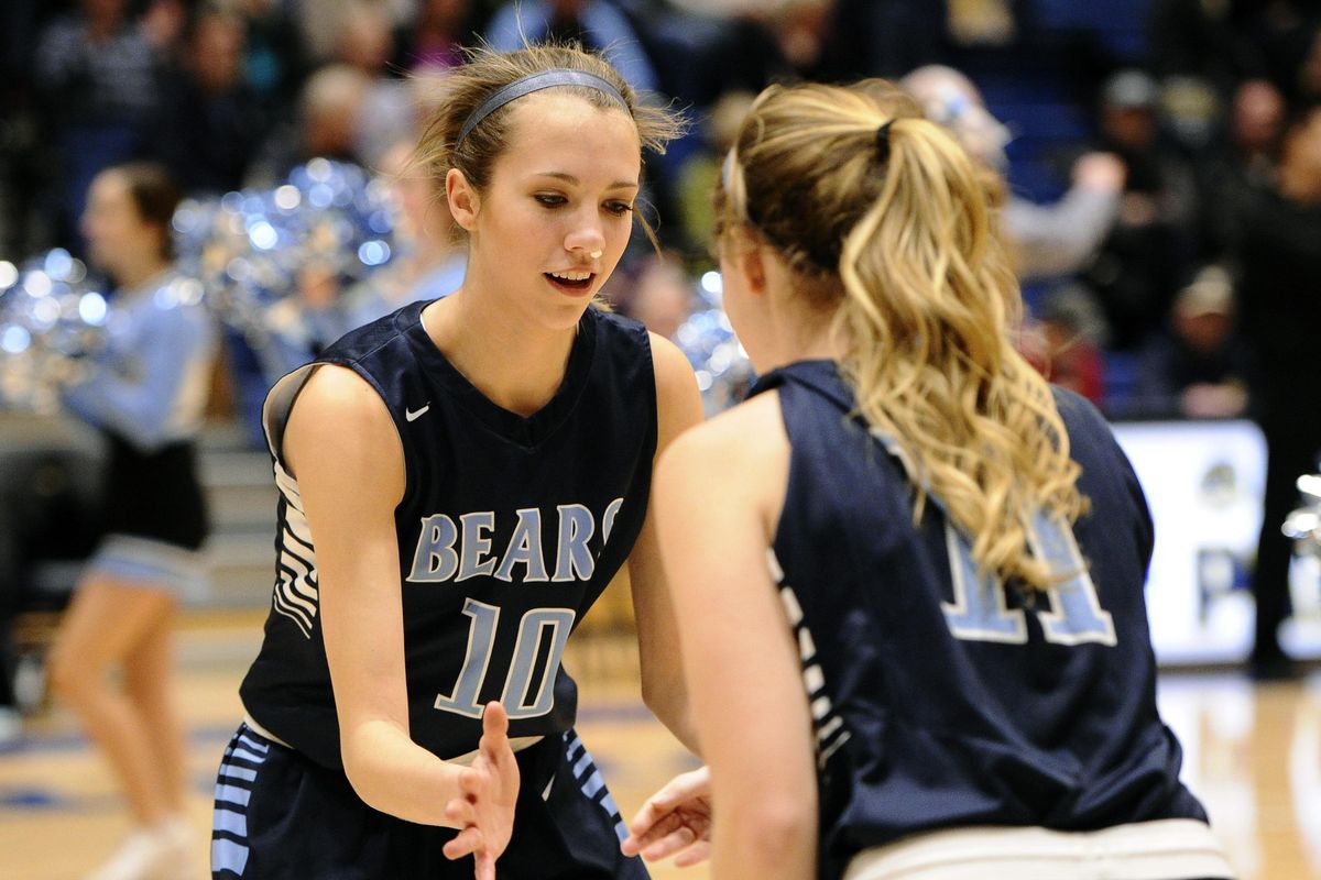 Central Valley Bears Lexie Hull, left, is introduced before a game against the Mead Panthers at Mead High School. (James Snook / Special to The Spokesman-Review)