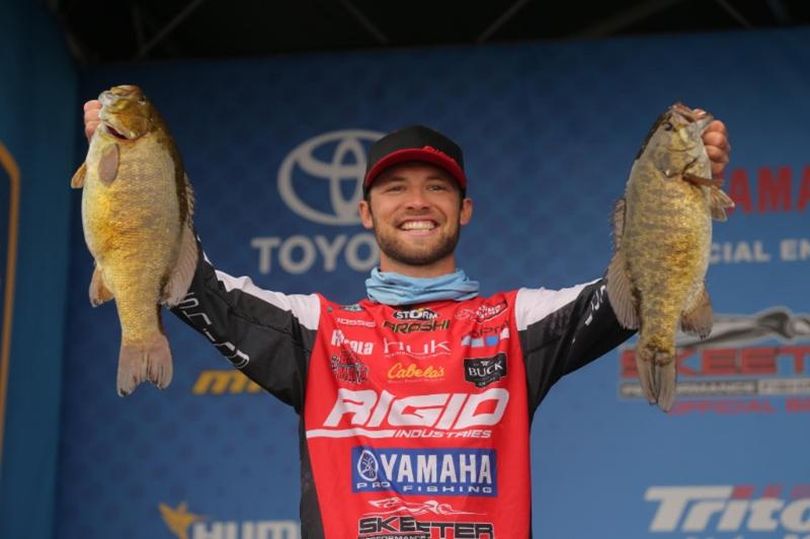 Professional fisherman Brandon Palaniuk of Hayden, Idaho, won the 2017 Toyota Bassmaster Angler of the Year points race with the help of these bass caught in a tourney at Mille Lacs Lake out of Onamia, Minn., on Sept. 16, 2017. 

 (Seigo Saito / B.A.S.S.)