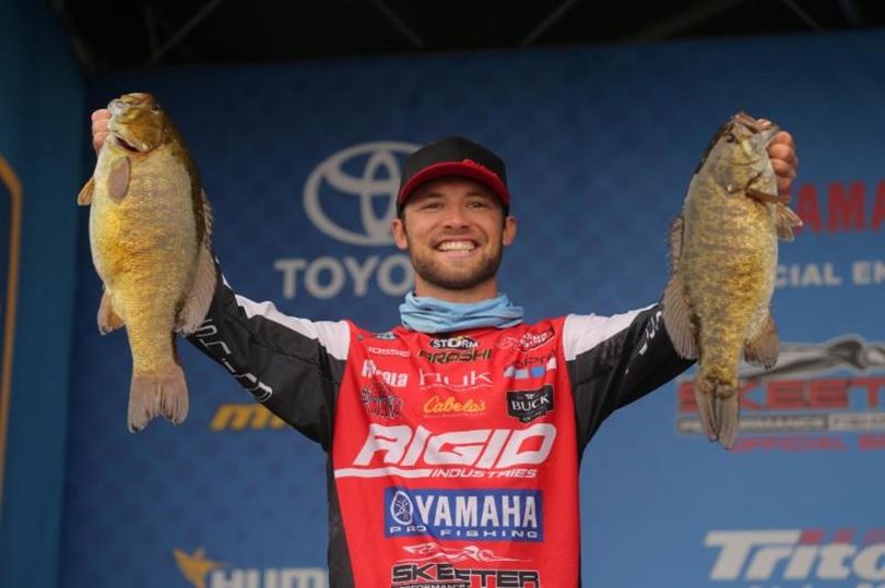 Professional fisherman Brandon Palaniuk of Hayden, Idaho, won the 2017 Toyota Bassmaster Angler of the Year points race with the help of these bass caught in a tourney at Mille Lacs Lake out of Onamia, Minn., on Sept. 16, 2017. 

 (Seigo Saito / B.A.S.S.)