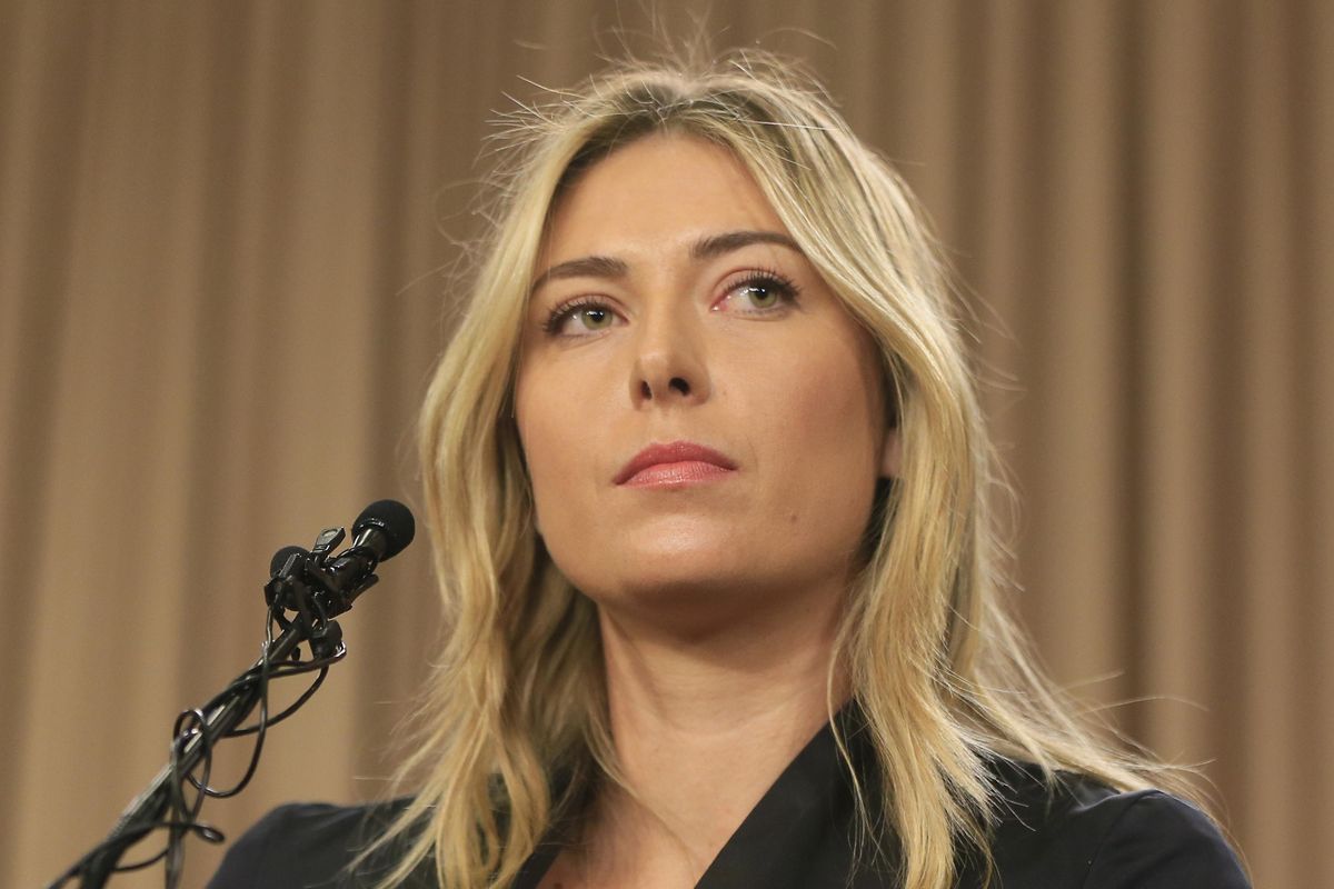 Tennis star Maria Sharapova speaks during a news conference in Los Angeles on Monday, March 7, 2016. Sharapova says she has failed a drug test at the Australian Open. (Damian Dovarganes / AP)