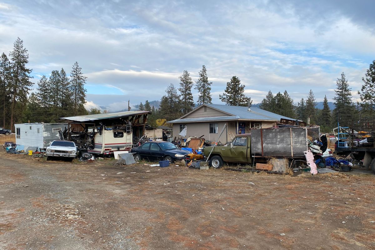 Neighbors identified this property at 303 Mountain Ridge Homes Road in Keller, Washington, as the location where two bodies were found by police following a reported shooting on Thursday, Oct. 20, 2022.  (James Hanlon/The Spokesman-Review)