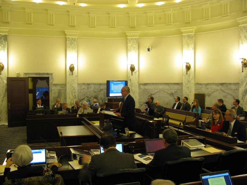 Lewis-Clark State College President Tony Fernandez addresses legislative budget writers on Wednesday morning. (Betsy Russell)