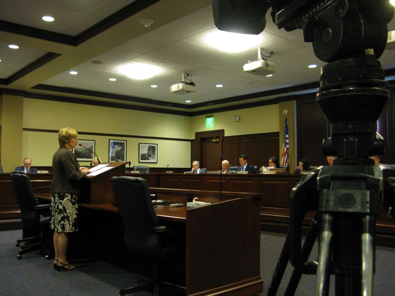 Rep. Christy Perry, R-Nampa, addresses the House State Affairs Committee on Thursday morning (Betsy Russell)