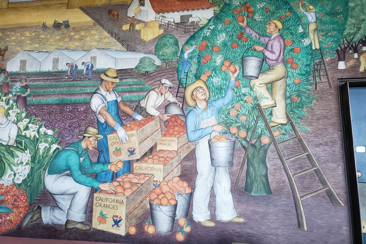 Maxine Albro’s “California” is one of the many murals that decorate Coit Tower.  (Azaria Podplesky/For The Spokesman-Review)