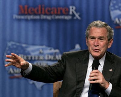 
President Bush talks about the Medicare prescription drug program Tuesday in Jefferson City, Mo. 
 (Associated Press / The Spokesman-Review)