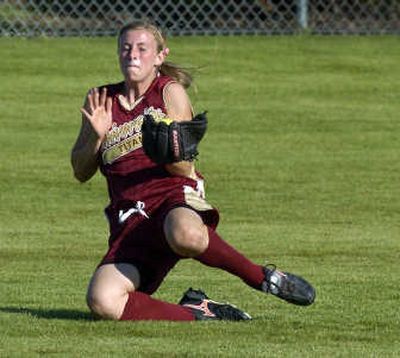 
Slowpitch provides more opportunity forAlyssa Hawley to make catches like this. 
 (Dan Pelle / The Spokesman-Review)