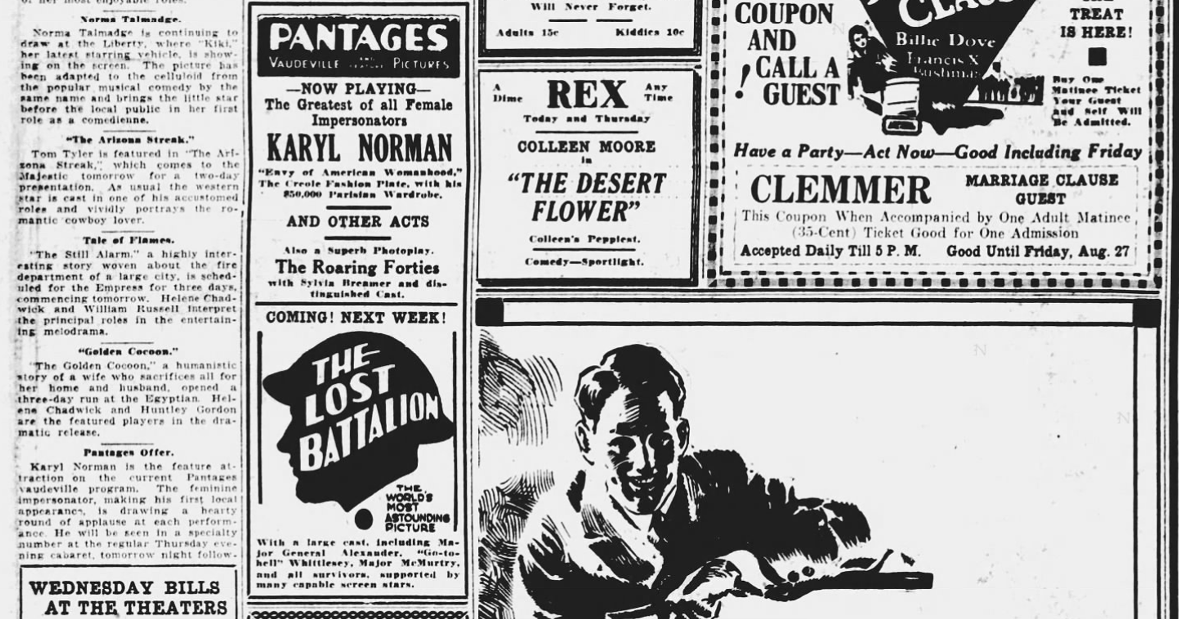 This day in history: Bullet-proof badge saved police officer in Wallace. Female impersonator was 'envy to the woman who does her daily dozen'