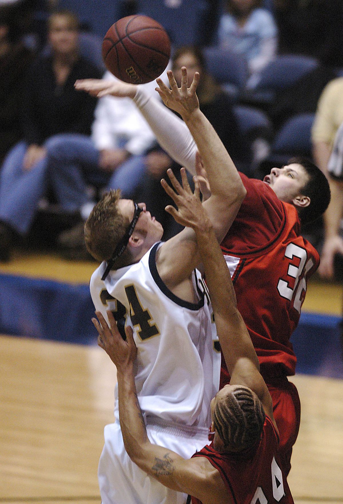 Jake Beitinger, right, deflects a shot for Eastern in a loss to Montana State in 2006. (File Associated Press / The Spokesman-Review)