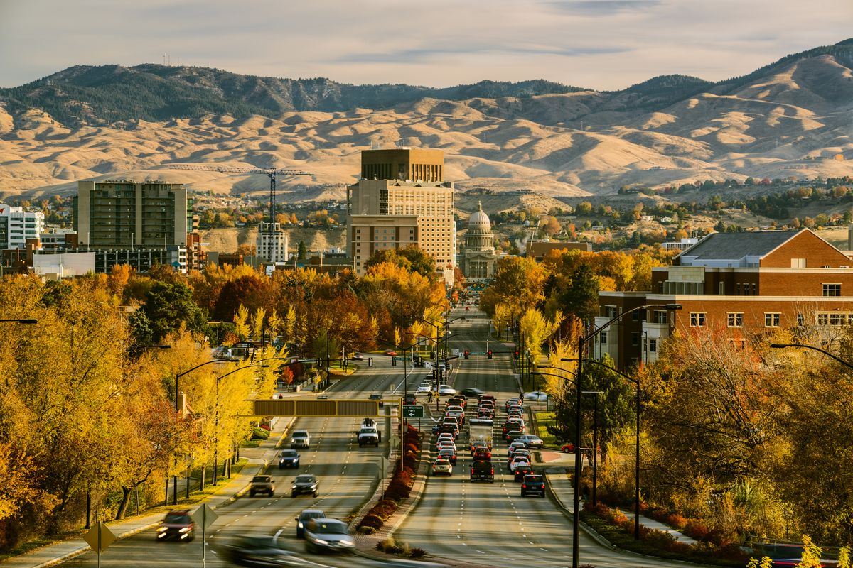 The view of downtown Boise downtown and the Idaho Capitol on a fine autumn morning as seen from Capitol Boulevard in Boise.  (Getty Images)