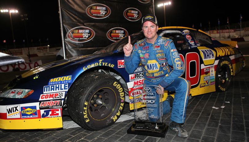 At All American Speedway, Eric Holmes collected his fifth win of the 2010 NASCAR K&N Pro Series West season. (Photo courtesy of Pat Brandon/NASCAR)