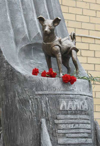 
The memorial to Laika was unveiled in Moscow more than 50 years after she became the first dog in space. Associated Press
 (Associated Press / The Spokesman-Review)