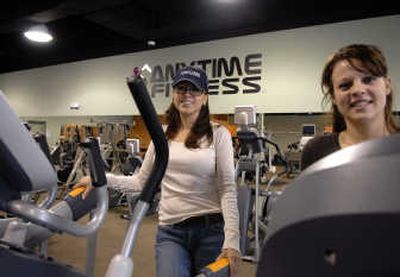 
Amy Briggs, left, manager of Anytime Fitness along with her assistant manager Kally Young talked about the 24 hour workout facility in Post Falls. 
 (Kathy Plonka / The Spokesman-Review)