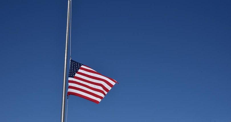 The City of Coeur d'Alene's flags will be flown at half-staff until sunset July 12 as a mark of respect for the victims of the attack on police officers in Dallas, Texas. (Courtesy of city of Coeur d'Alene Facebook page)