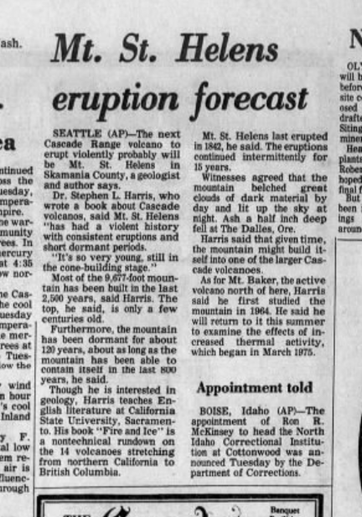 Geologist predicts next major eruption from Cascadia volcanic chain will be Mount St. Helens. (Spokesman-Review archives)