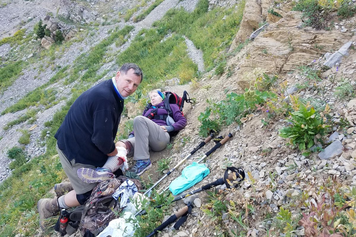 Paramedics work to get Yvonne Haas off Bridger Ridge. (Photos courtesy of Kayla Haas)