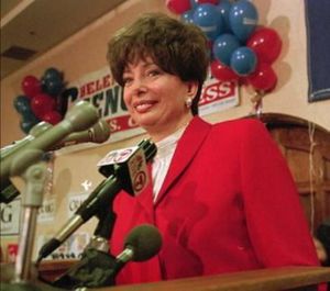 Idaho 1st District congresswoman Helen Chenoweth-Hage thanks her supporters after winning her re-election race , Nov. 5, 1996, in Boise. She was first elected to Congress in November 1994 when she upset incumbent Democrat Larry LaRocco. ((AP Photo/Douglas C. Pizac, File)