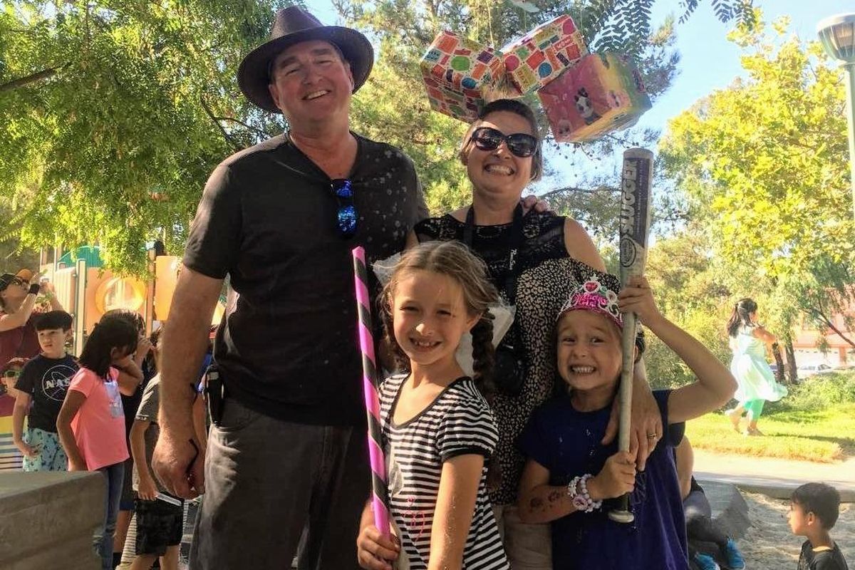 Mark Leland, 51, is shown in a photo posted on GoFundMe.com with his wife, Michele Leland, and two young daughters. According to court records, Mark Leland was fatally shot during a domestic dispute in Colville on Dec. 28, 2018. (GoFundMe.com)