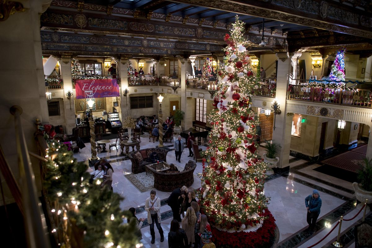 Christmas Tree Elegance, now in its 35th year as a fundraiser for the Spokane Symphony, features raffle displays of decorated Christmas trees with associated prize packages. The trees will be on display at the Davenport Hotel and River Park Square through Dec. 10, when the raffle drawing will be held. (Colin Mulvany / The Spokesman-Review)