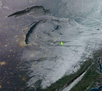 The National Weather Service in Cleveland said that per GLM imagery, a loud boom heard in Northeast Ohio on March 17, 2026, was the result of a meteor landing.  (National Weather Service)