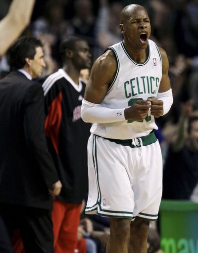 Boston Celtics guard Ray Allen hit the game winner with two seconds left.  (Associated Press / The Spokesman-Review)