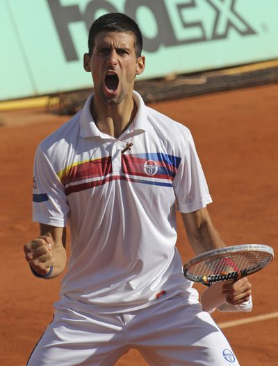 Serbia’s Novak Djokovic enjoys his 41st consecutive victory. (Associated Press)