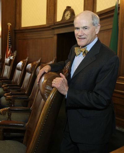 Charlie Wiggins, shown  Dec. 29 in Olympia,  will be sworn in  as the newest member of the Washington State Supreme Court today.  (Associated Press)