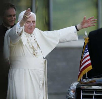 
Pope Benedict XVI arrives at the University Center  at Catholic University in Washington on Thursday. Associated Press
 (Associated Press / The Spokesman-Review)