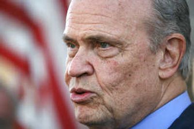 
Former Tennessee Sen. Fred Thompson talks to reporters Monday  in Indianola, Iowa. Associated Press
 (Associated Press / The Spokesman-Review)