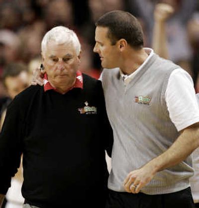 
Bob Knight, left, is succeeded by his son Pat as Texas Tech head coach. Associated Press
 (Associated Press / The Spokesman-Review)