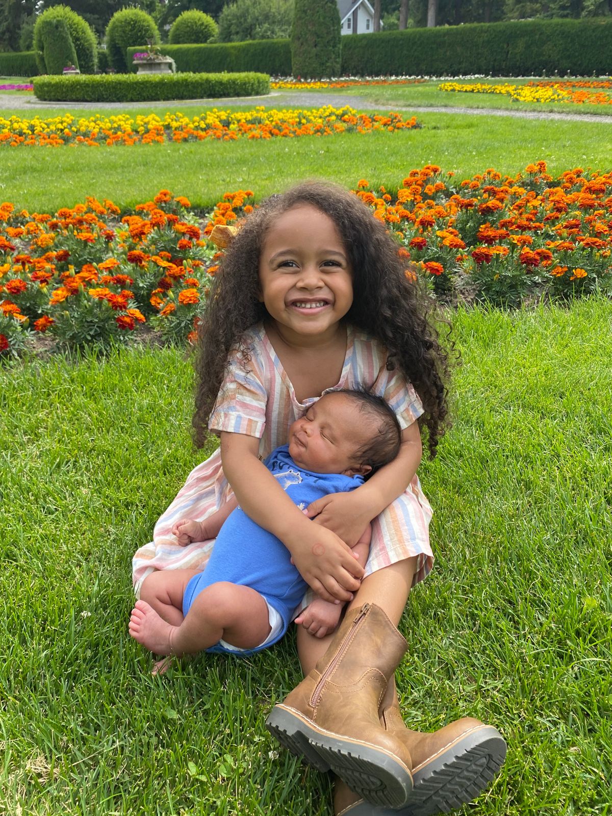 Ruby with her brother, Israel, in June at Duncan Gardens in Manito Park.  (Courtesy Mwamba family)