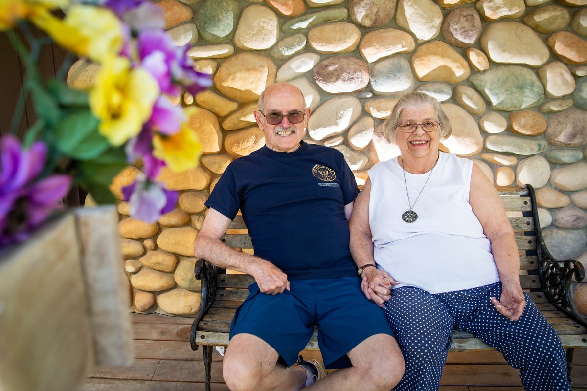 Dave and Jo An Leaver pose for a photo at their home near Clear Lake in Cheney on June 23. The Leavers met when they were both 20 years old.  (Libby Kamrowski/The Spokesman-Review)