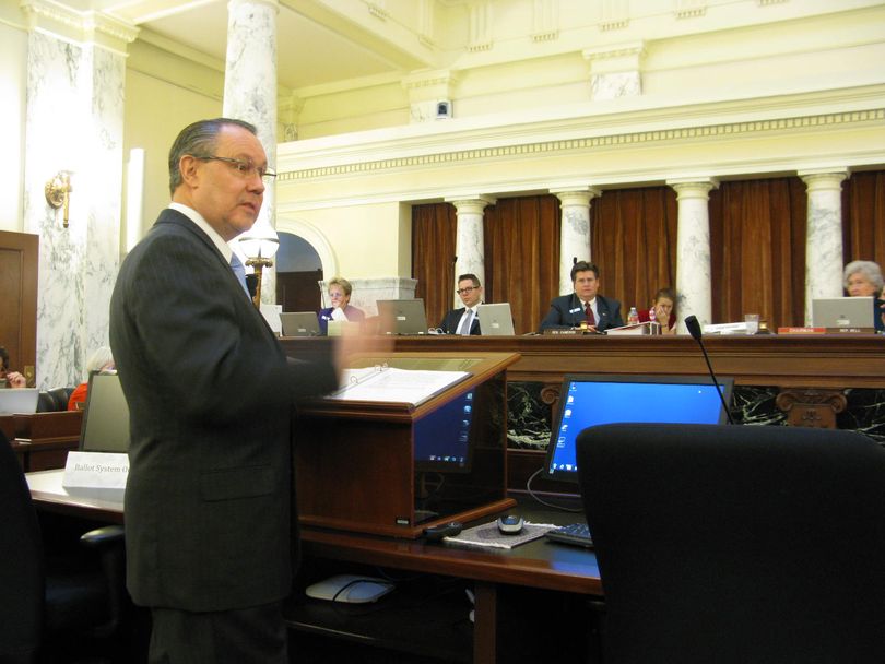 Idaho State Treasurer Ron Crane answers questions from lawmakers on Monday morning (Betsy Russell)