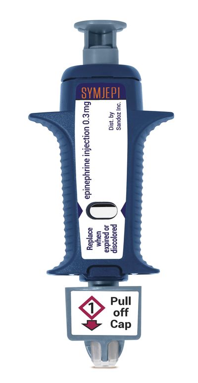 This image provided by Sandoz Inc. shows a portion of the new epinephrine injector by Sandoz Inc. (Associated Press)