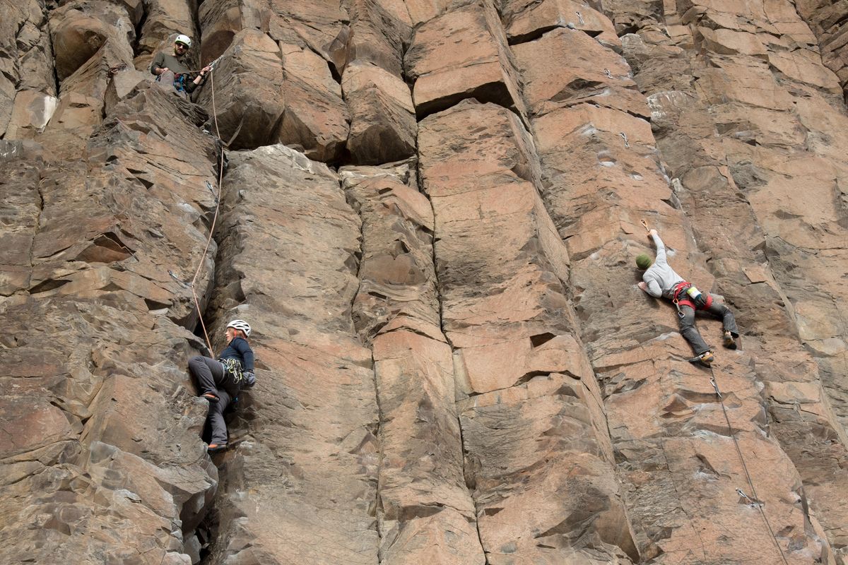 Climbers head to Frenchman Coulee, near Vantage, Wash. to get an early jump on the outdoor climbing season on Feb. 11, 2018. (Eli Francovich/The Spokesman-Review)