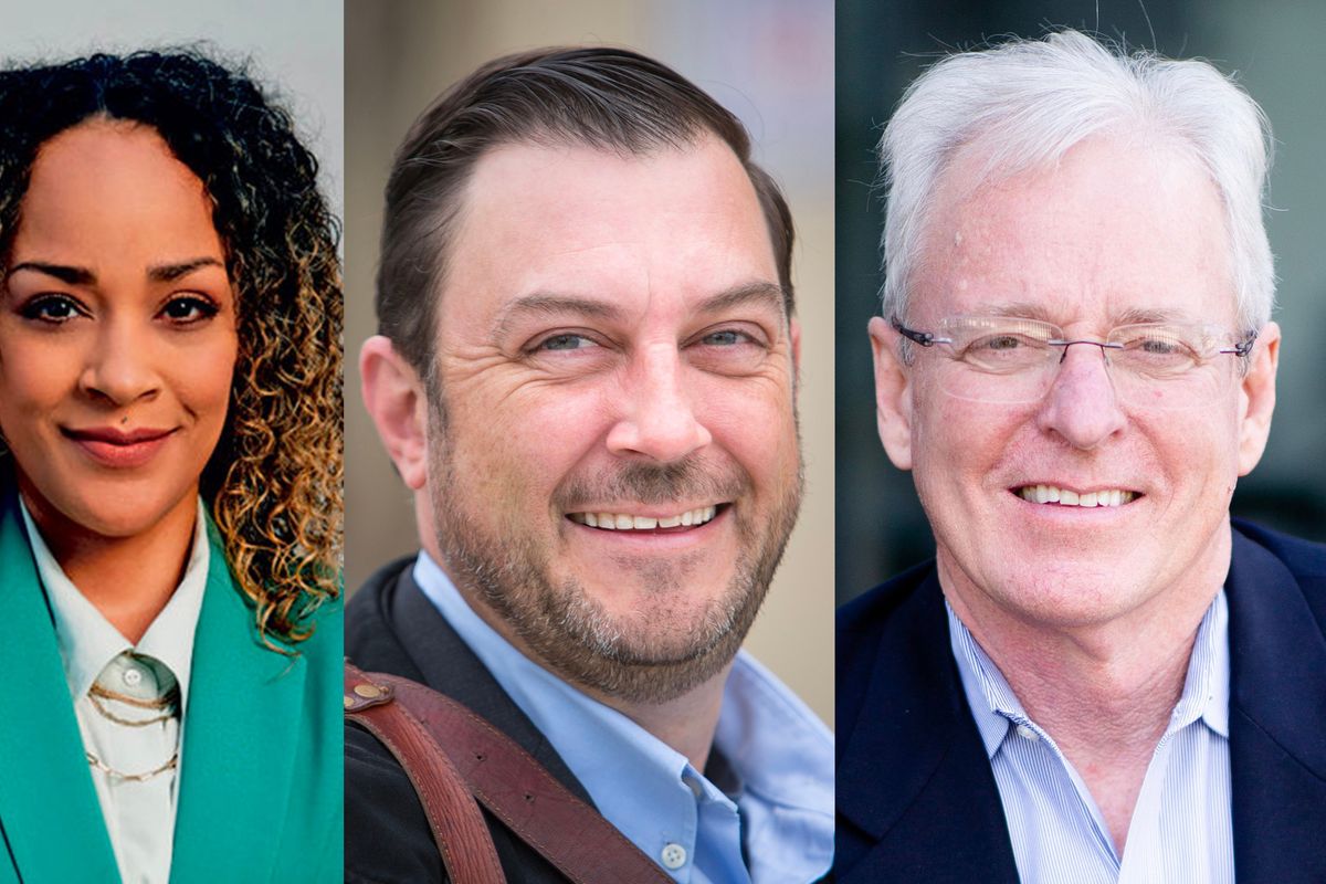 The three candidates vying to represent Spokane in the state House are, from left to right, Democrat Natasha Hill, Democrat Ben Stuckart and Republican Tony Kiepe. (Courtesy)  ((Courtesy))