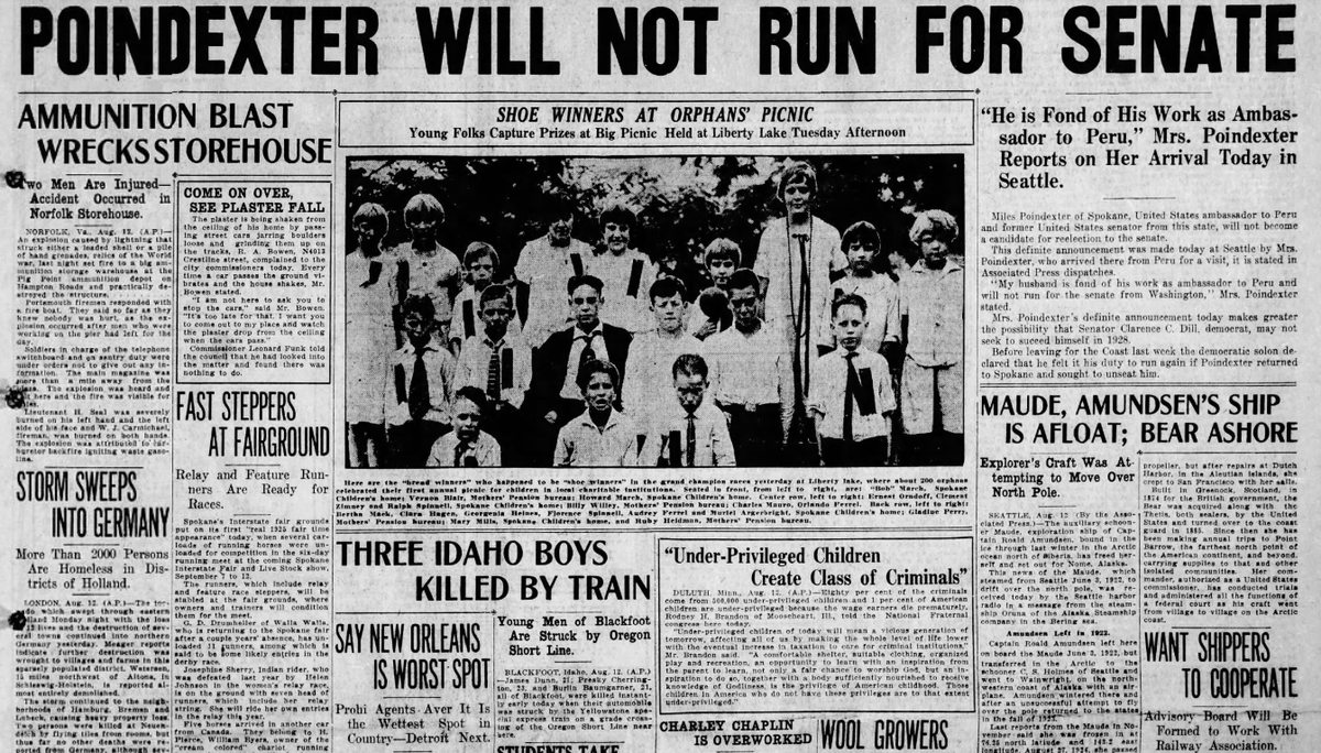 Miles Poindexter, former U.S. senator from Spokane who was serving as the American ambassador to Peru would not run again for Senate, he wife said, the Spokane Daily Chronicle reported on Aug. 12, 1925. (Spokesman-Review archives)